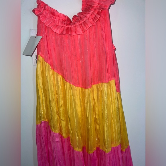 SUNDRESS NEW S/XS Stevie Palma mix color Colorful Ruffled Maxi Dress - Picture 10 of 14